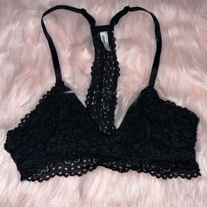 Black flower lace bralette